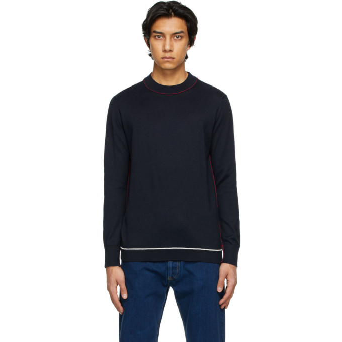 Maison Margiela Navy Mock Neck Sweater