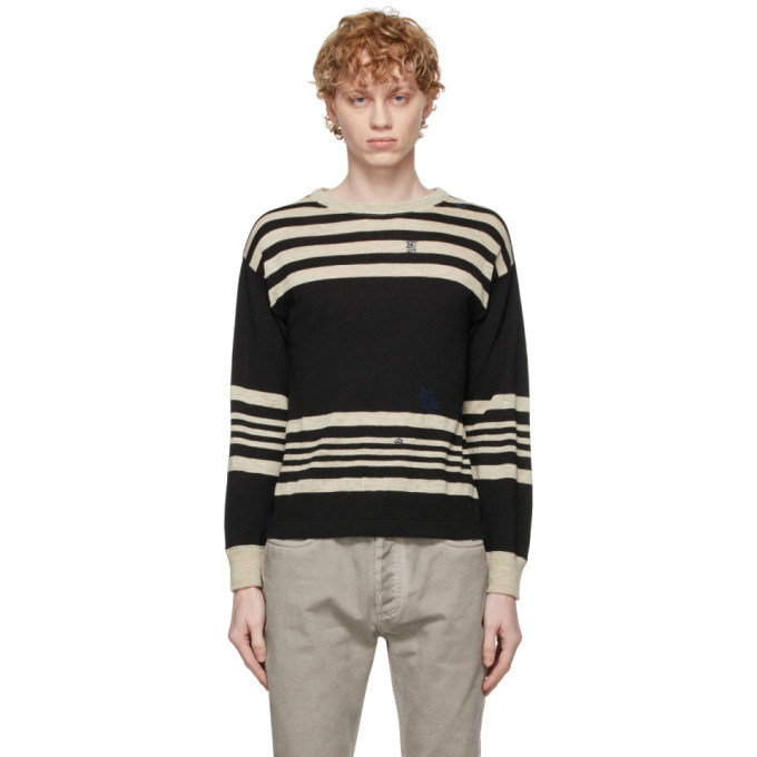 Maison Margiela Black and Beige Linen Sweater