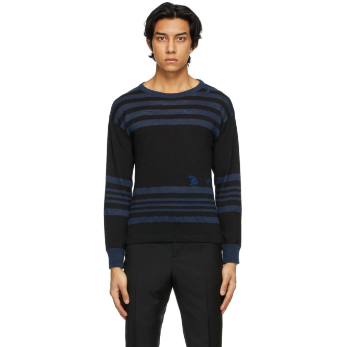 Maison Margiela Black and Blue Linen Sweater
