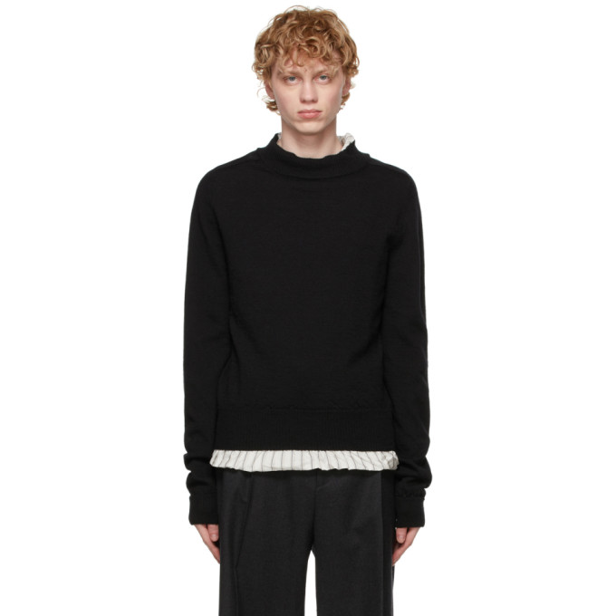 Maison Margiela Black Mock Neck Lining Sweater