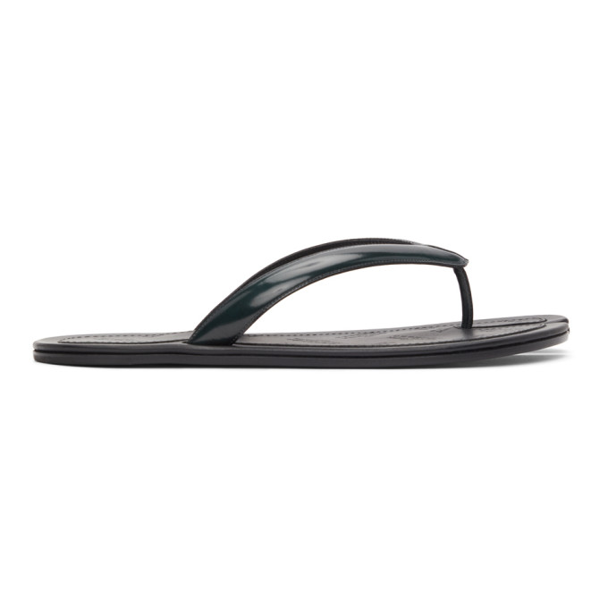 Maison Margiela Green Patent Tabi Flip Flops