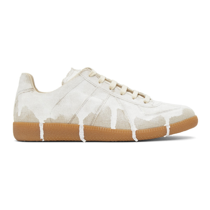 Click to view more detailed imagery on our partner's website Maison Margiela Men's Replica Bianchetto Low-top Sneakers In H8545 Natur
