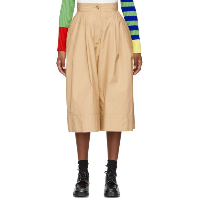 Moncler Genius 1 Moncler JW Anderson Khaki Military Double Pleat Shorts