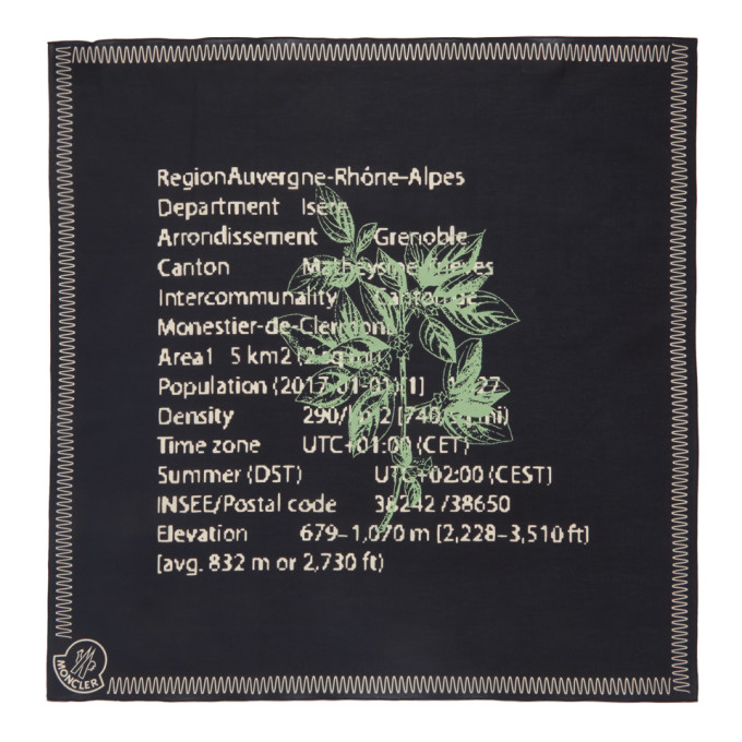 Moncler Genius Black Graphic Bandana Scarf