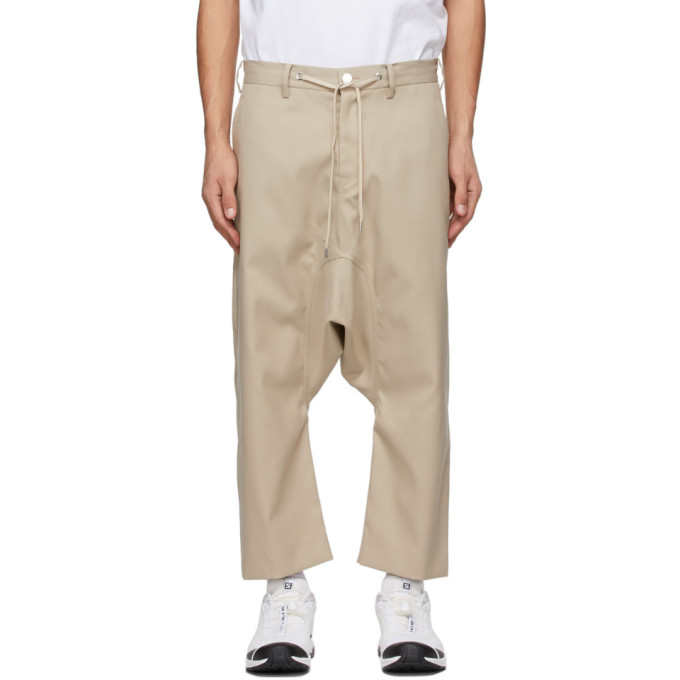 Fumito Ganryu Beige Wool Sarouel Trousers