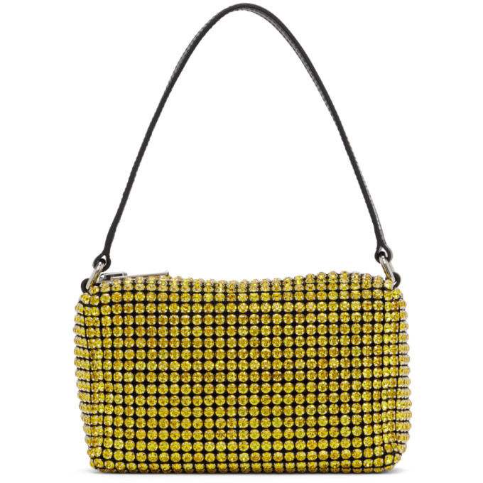Click to view more detailed imagery on our partner's website Alexander Wang Women's Medium Heiress Rhinestone Mesh Pouch In 731 Lemon