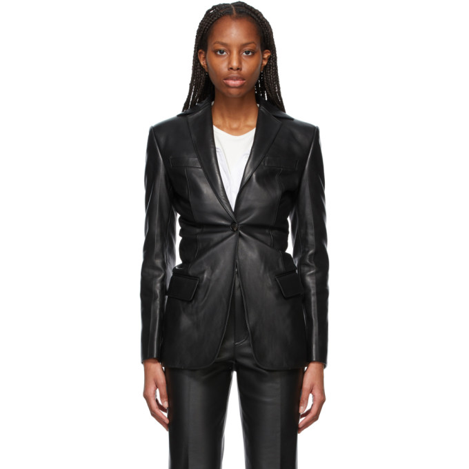 Alexander Wang Black Leather Single-Breasted Blazer