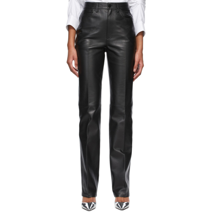 Alexander Wang Black Dipped Back Leather Pants