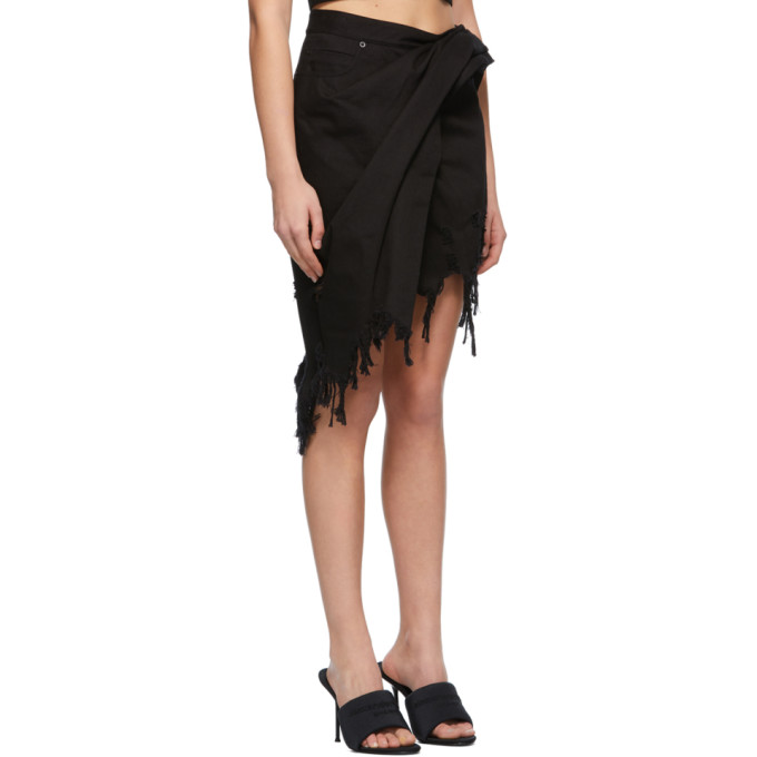 ALEXANDER WANG ALEXANDER WANG BLACK DENIM DRAPED MINISKIRT