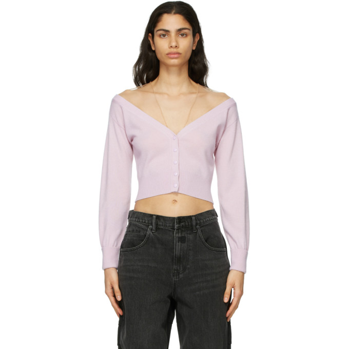 Alexander Wang Purple Fitted Cropped Cardigan