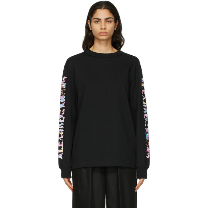 Alexander Wang Black Logo Calligraphy Long Sleeve T-Shirt