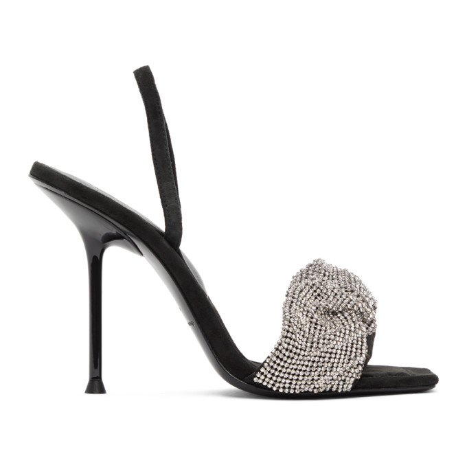 Alexander Wang Black Crystal Scrunchie Julie Heeled Sandals