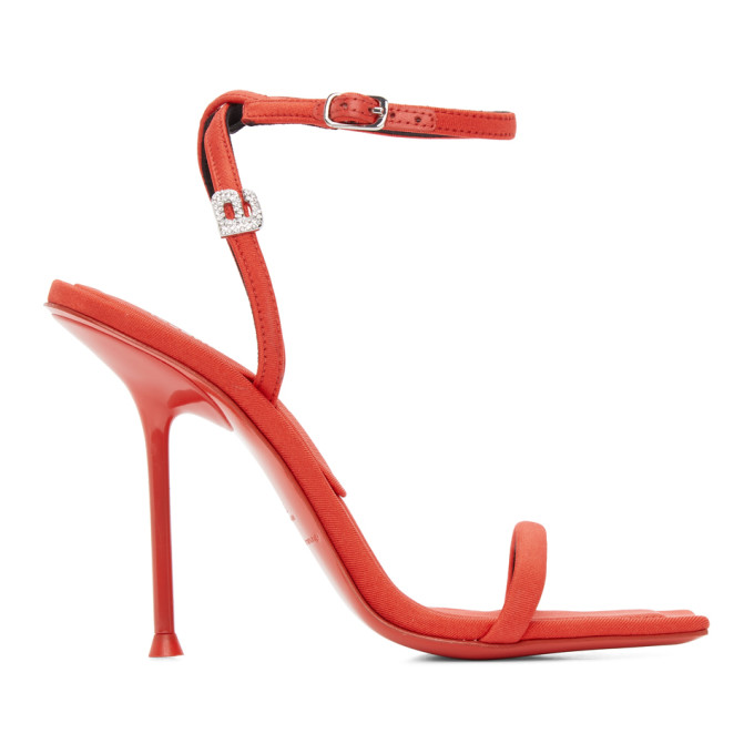 ALEXANDER WANG RED JULIE LOGO HEELED SANDALS