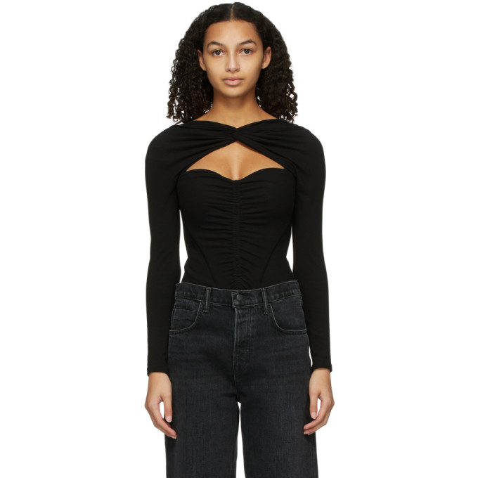 Alexander Wang Black Jersey Boning Bodysuit