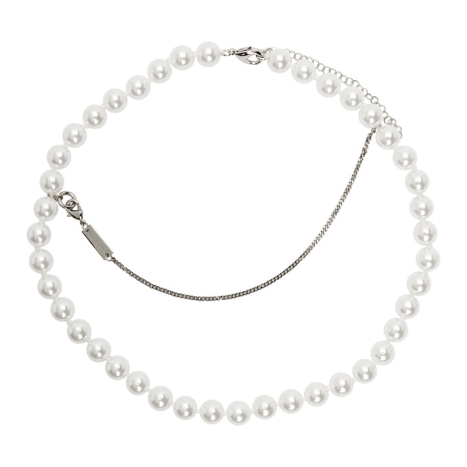 MM6 Maison Margiela Silver Pearl Necklace