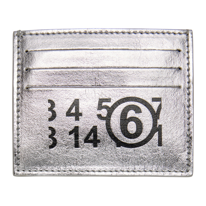 MM6 Maison Margiela Silver Faux-Leather Logo Card Holder