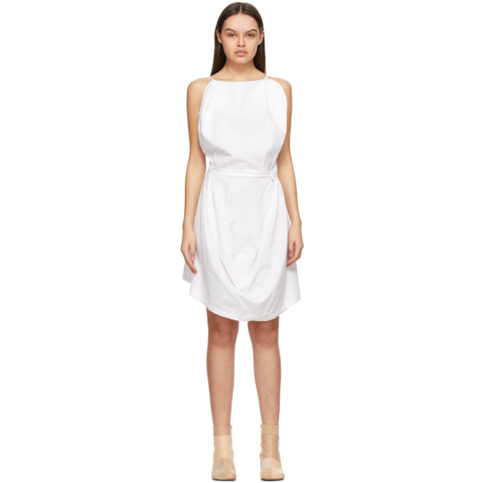 Mm6 Maison Margiela White Boiled Cotton Chair Cover Dress In 100 White