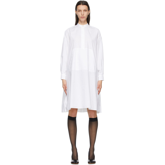 MM6 Maison Margiela White Poplin Pocket Pouch Dress