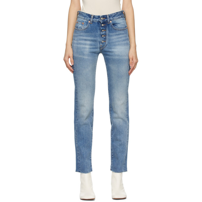 MM6 Maison Margiela Blue Exposed Button Jeans