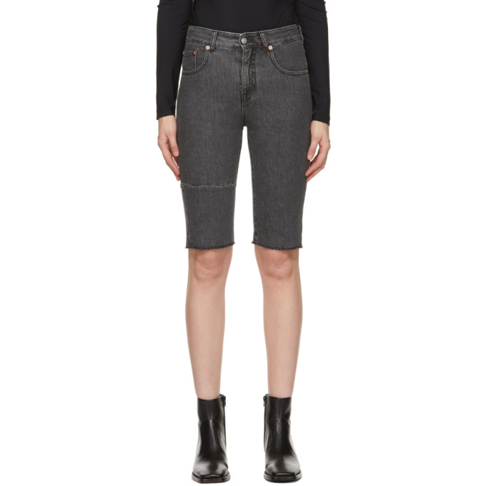 MM6 Maison Margiela Black Denim Paneled Shorts