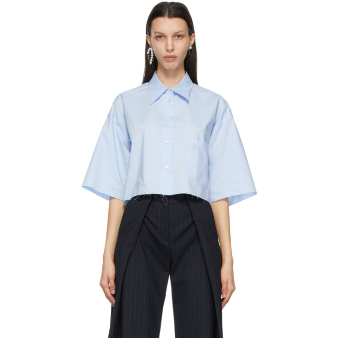 MM6 Maison Margiela Blue Poplin Crop Shirt