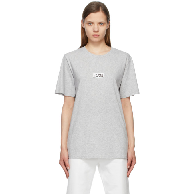 Mm6 Maison Margiela Grey Small Logo T-shirt In 858m Grey