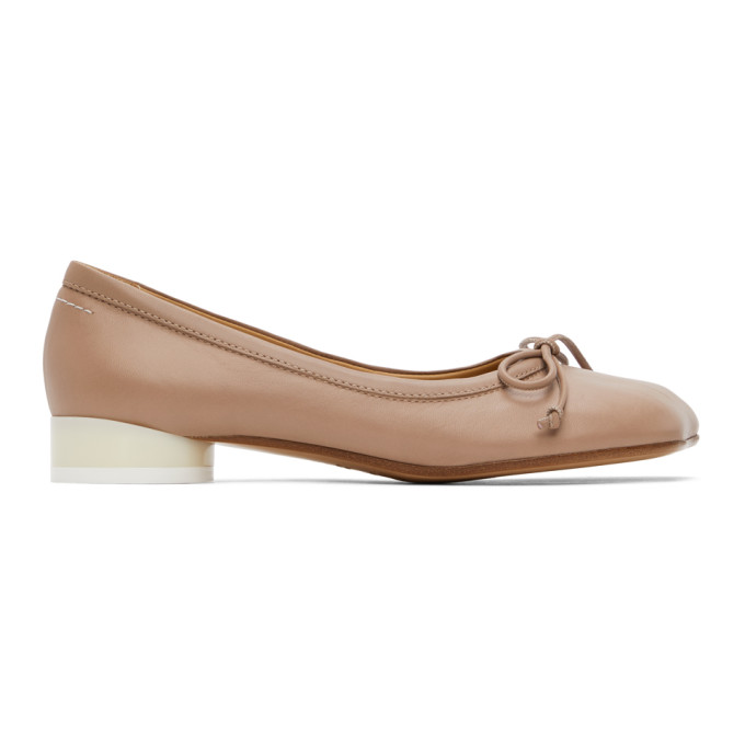 MM6 Maison Margiela Pink Leather Ballerina Flats