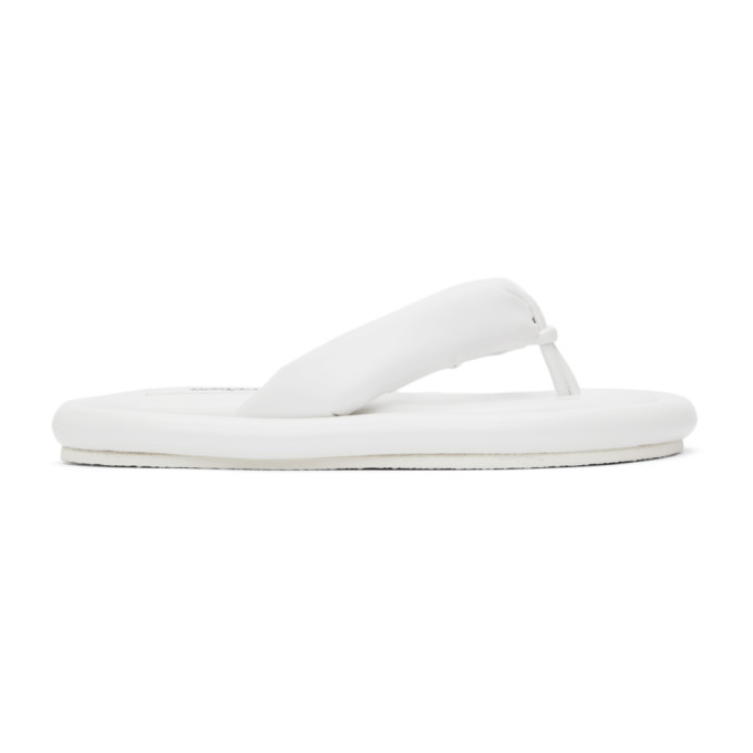 MM6 Maison Margiela White Faux-Leather Padded Sandals