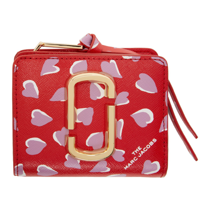 Marc Jacobs Red Mini Snapshot Hearts Compact Wallet