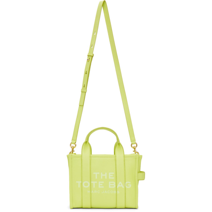 Marc Jacobs Green Leather 'the Mini Traveler' Tote Bag In 330 Lime