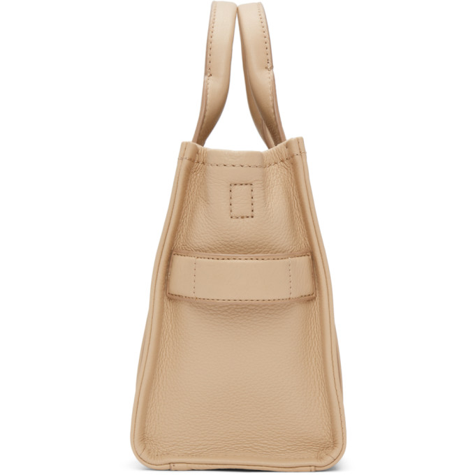 MARC JACOBS BEIGE LEATHER 'THE MINI TRAVELER' TOTE BAG