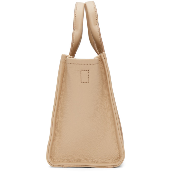 MARC JACOBS BEIGE LEATHER 'THE MINI TRAVELER' TOTE BAG