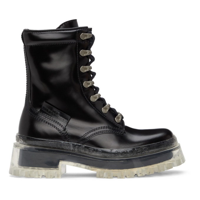 Marc Jacobs Black 'the Lace Up' Boots In 001 Black
