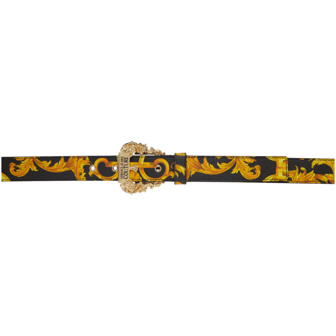 Versace Jeans Couture Black Saffiano Baroque Belt