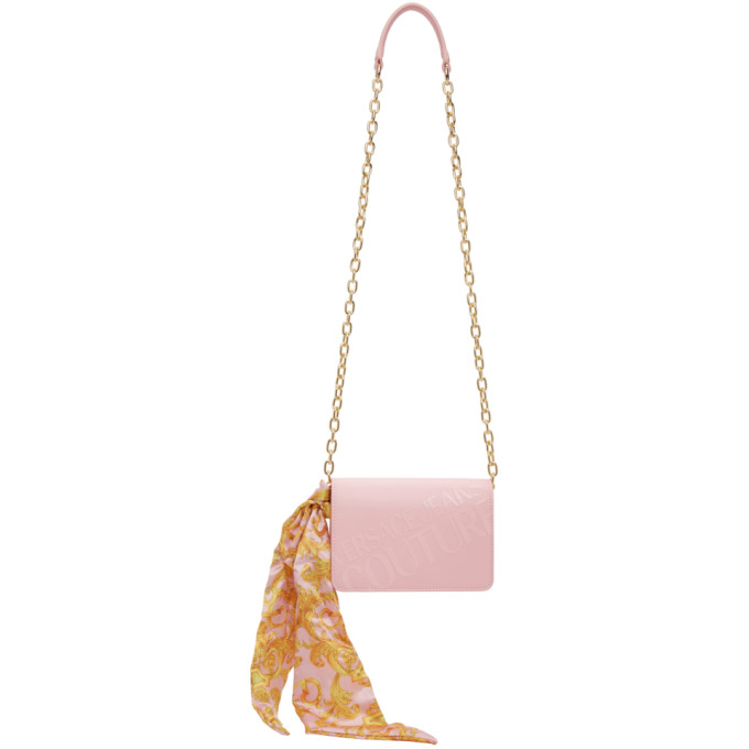 Versace Jeans Couture Pink Institutional Logo Scarf Crossbody Bag