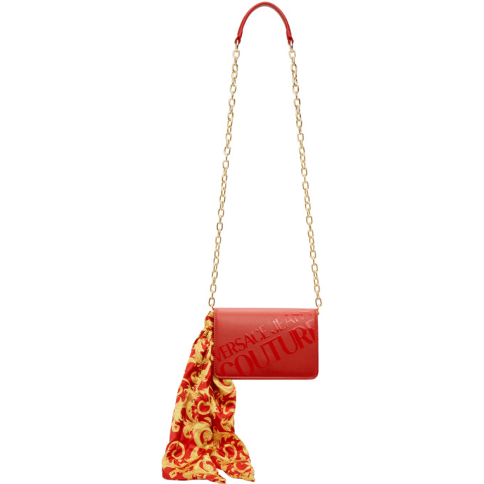 Versace Jeans Couture Red Institutional Logo Scarf Crossbody Bag