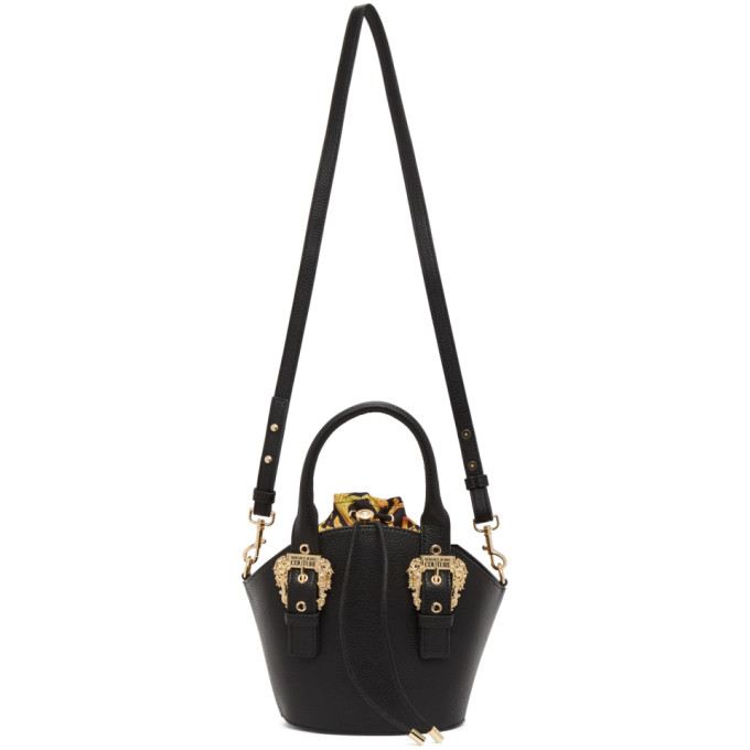 Versace Jeans Couture Black Buckle Bucket Bag