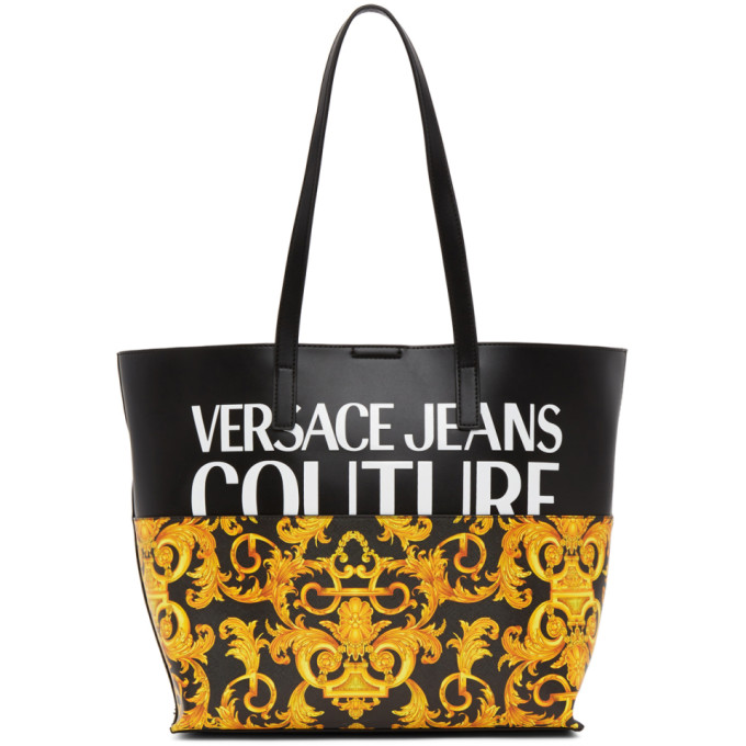 Versace Jeans Couture Black Baroque Logo Tote