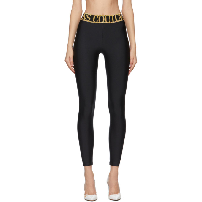 Versace Jeans Couture Black and Gold Logo Leggings