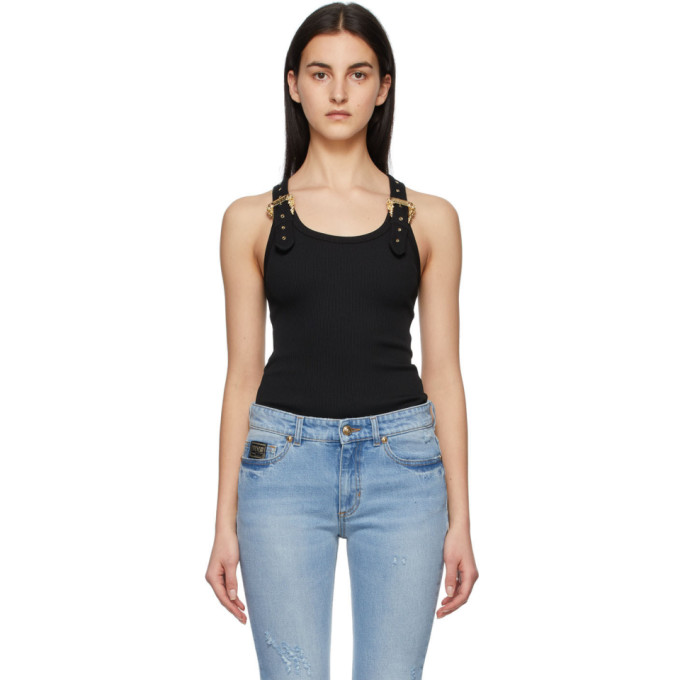 VERSACE JEANS COUTURE BLACK BUCKLE TANK TOP