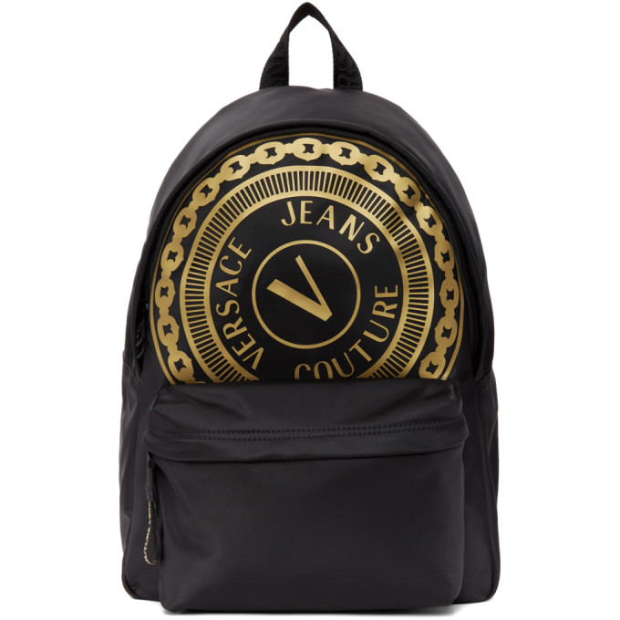 Versace Jeans Couture Black Barocco Big Logo Backpack