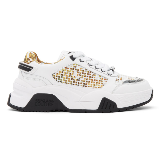 VERSACE JEANS COUTURE WHITE BAROQUE LOGO STARGAZE SNEAKERS