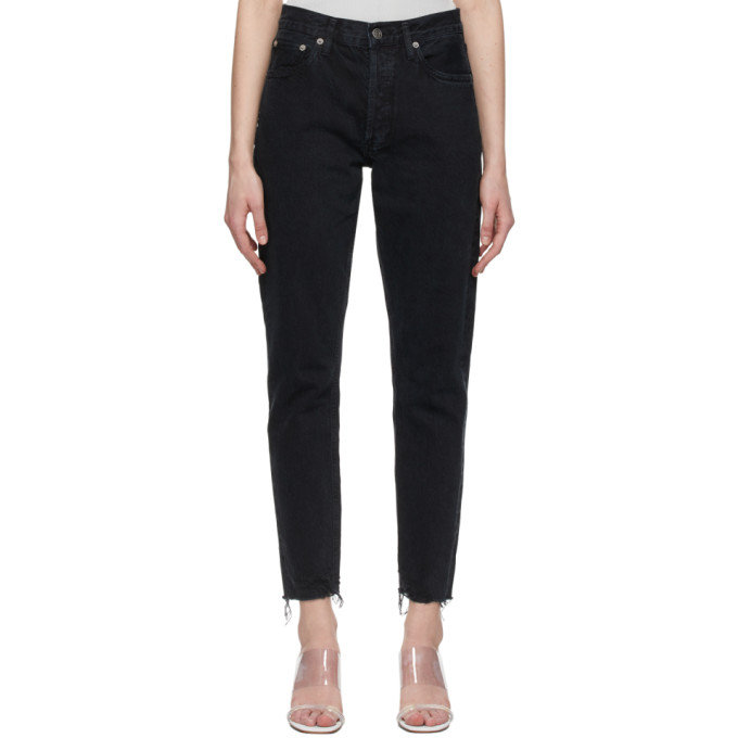 AGOLDE BLACK JAMIE HIGH-RISE CLASSIC JEANS