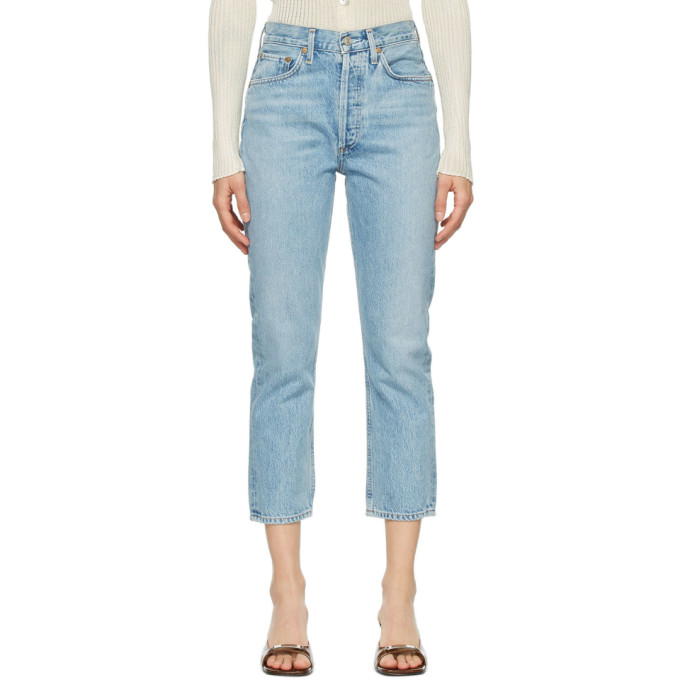 AGOLDE Blue Riley Straight Crop Jeans