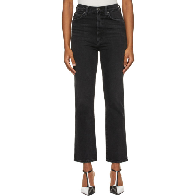 AGOLDE Black Pinch Waist High-Rise Kick Jeans