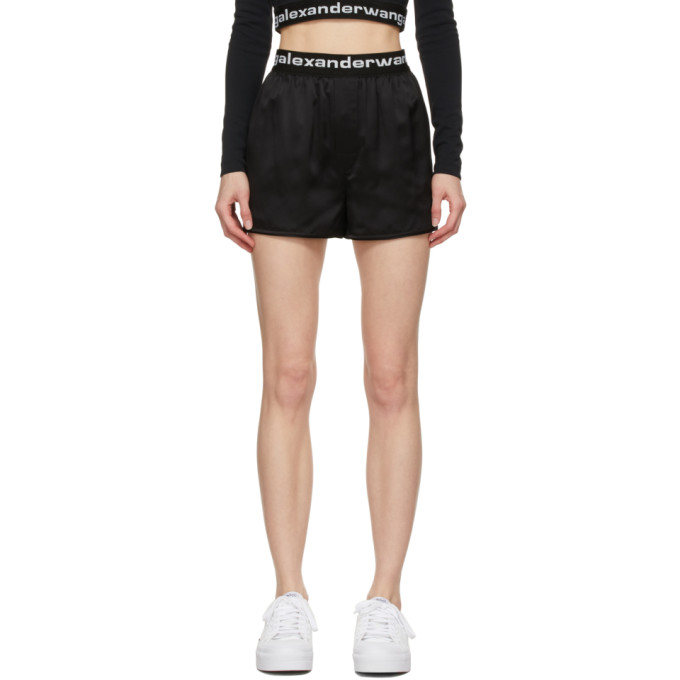 alexanderwang.t Black Silk Logo Elastic Shorts