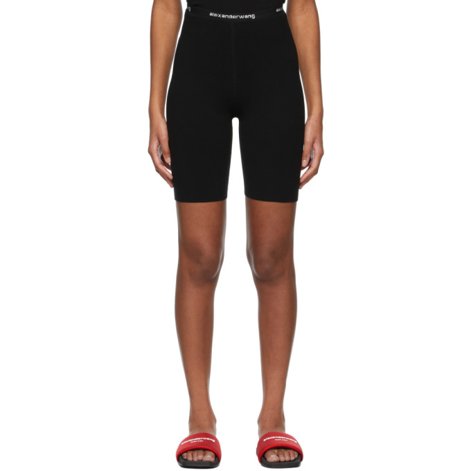 ALEXANDER WANG T BLACK LOGO BIKE SHORTS