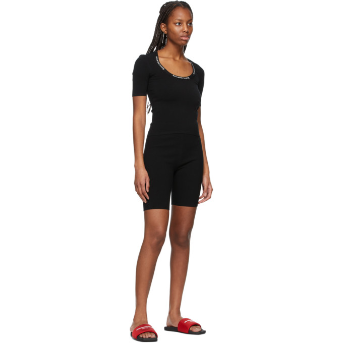 ALEXANDER WANG T BLACK LOGO BIKE SHORTS