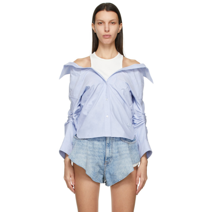 alexanderwang.t Blue Off-Shoulder Shirt