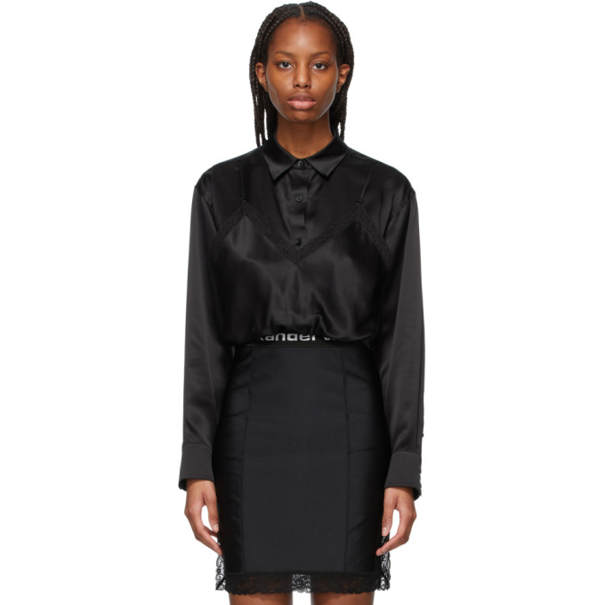 alexanderwang.t Black Hybrid Cami Button-Down Shirt